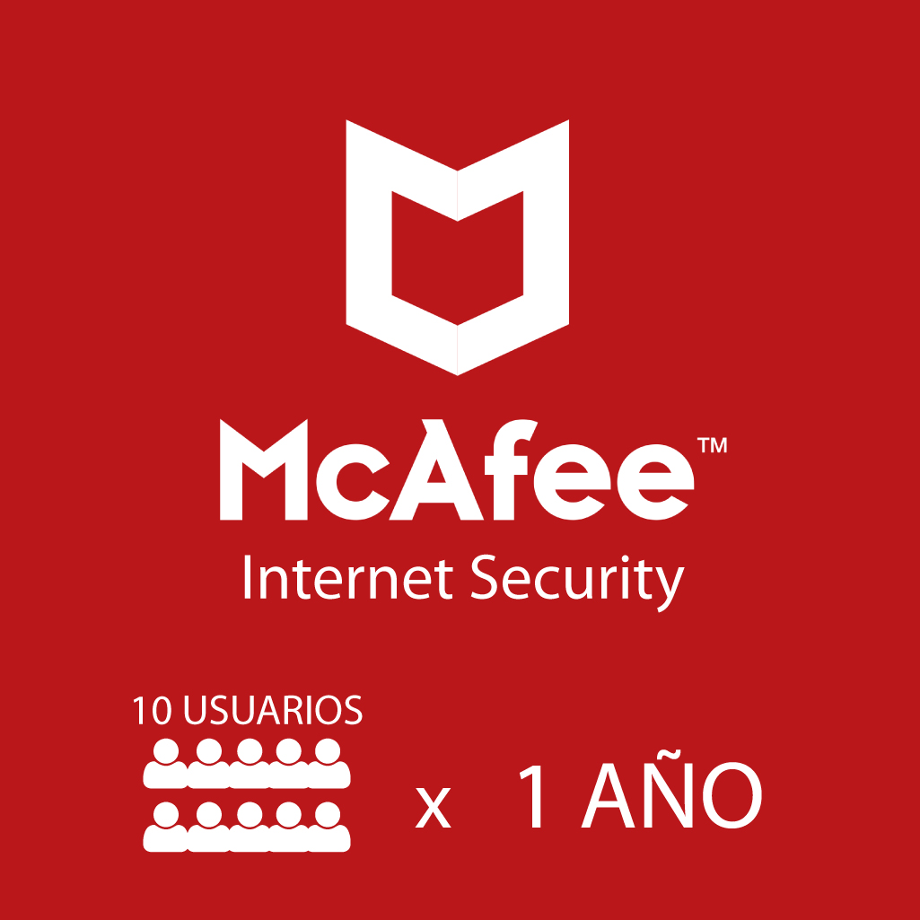 McAfee Internet Security 10 Usuarios por 1 año